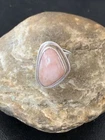 Womens Pink Rose Quartz Navajo Sterling Silver Old Pawn Ring Size 6 10834