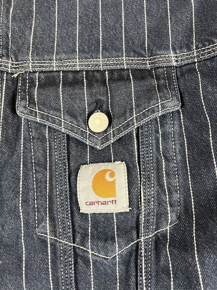 CARHARTT WIP ORLEAN STRIPE JACKET BLUE/WHITE STONE WASHED L CARHARTT WIP ORLEAN STRIPE JACKET BLUE/WHITE STONE WASHED L