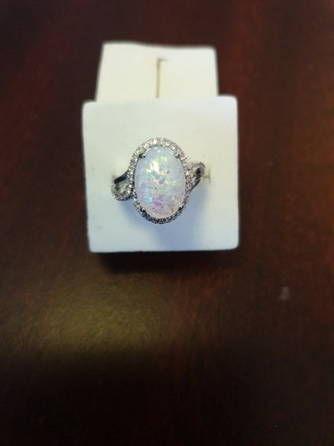 STERLING FIRE OPAL &DIAMOND RING .M-O-T-X-Y.uk - Picture 5 of 6