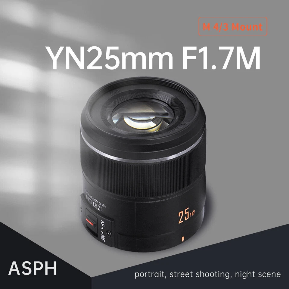 Yongnuo YN25mm F1.7M AF/MF Lens for Micro M4/3 Mount Olympus Panasonic GH5 G100 - Image 2 of 4