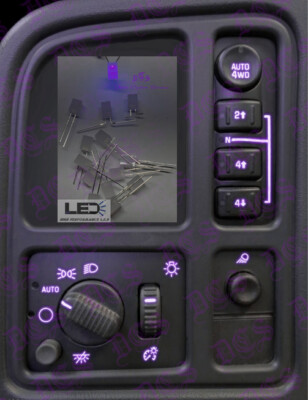 LEFT DASH SWITCHES 4WD BULB TO PURPLE LED UPGRADE KIT FOR GM TRUCKS SUVs 2003-06