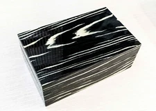 Montegrappa lacquered striped ebony desk box Cr-pl hinges.