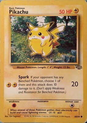 Pokémon card base set red cheeks Pikachu.
