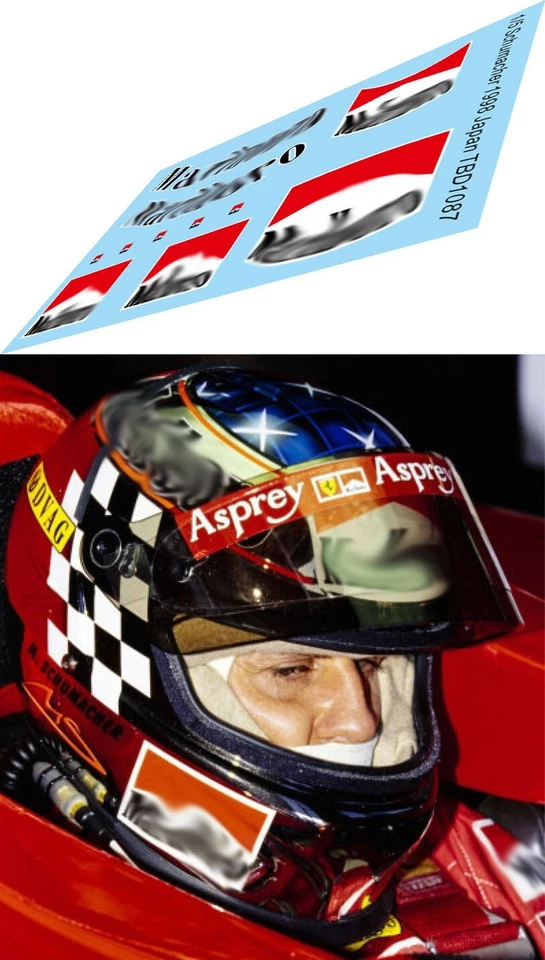 TBDECAL&MODELS 1/5 Decals per Michael Schumacher Casco Giappone 1998 Japan Helmet TBD1087