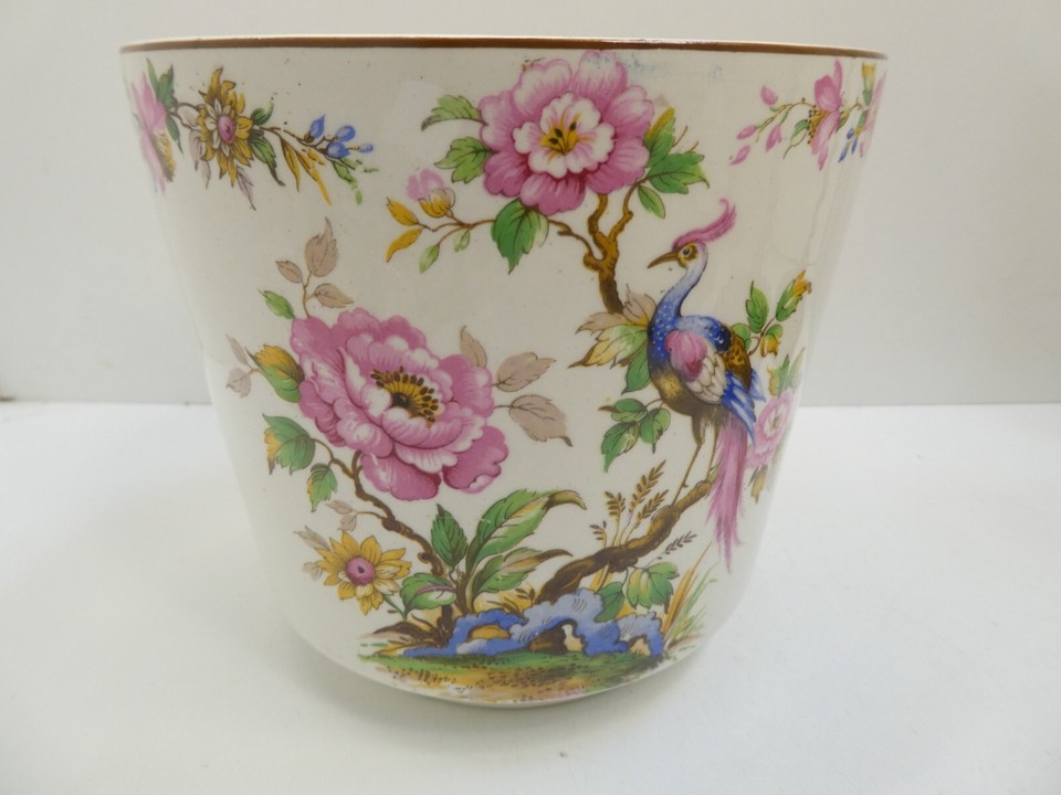 WEDGWOOD PEACOCK FLORAL POTTERY CERAMIC POT URN JARDINEER PLANTER MADE