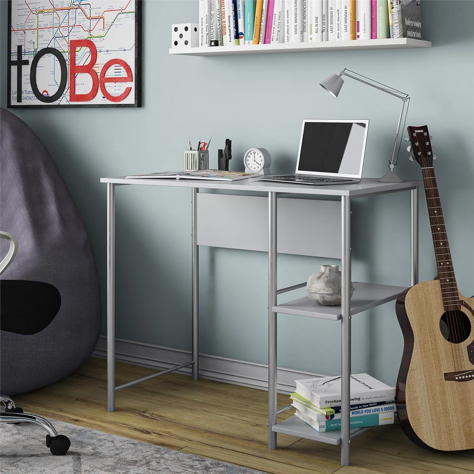 Mesa de computador Mainstays Metal Student para trabalho, jogos, etc. (Cinza) - Imagem 3 de 4