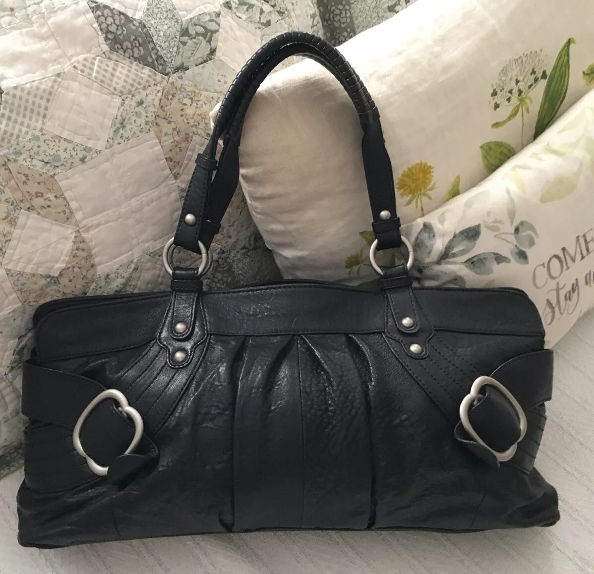 HYPE Black Leather Large Shoulder Bag Purse Handbag GORGEOUS eBay