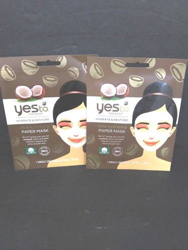 Yes to Coconut Paper Masks Hydrate And Restore Ultra Hydrating Set Of 2 NEW - Picture 2 of 5