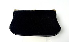 Vintage Little Black Velvet Clutch Purse L&M Spot-Lite Exclusive Chanel Style