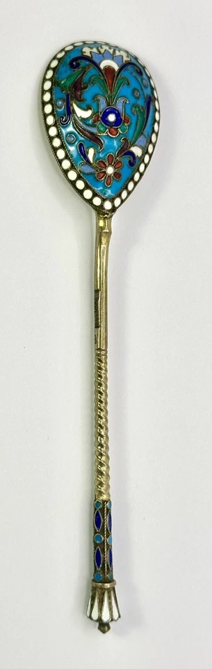 Antigua cuchara rusa Closenne de plata y esmalte (1896) de Vasily Agafonov Foto 2 de 4