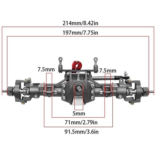 CNC Metal Front & Rear Axle for 1/10 RC Crawler Truck Axial SCX10 II 90046 90047 - Picture 8 of 29