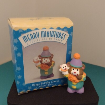 Hallmark Merry Miniature 1997 Collection Of Charm Happy Birthday Clown Bear 