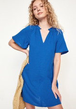 Old Navy Mini Dress XS Crinkle Gauze Blue Cottage Core Summer Minimalist Beach