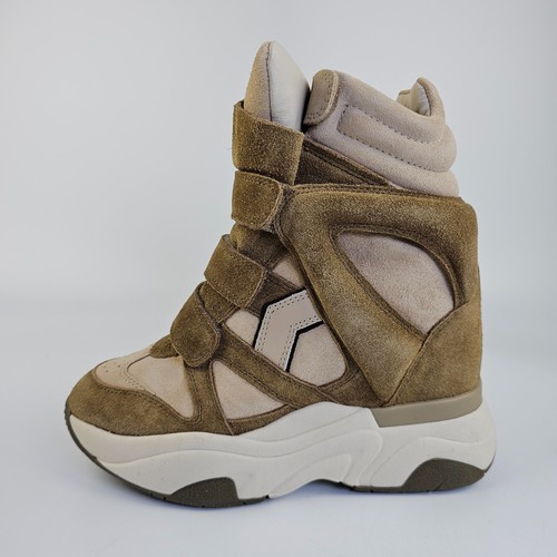 ISABEL MARANT Balskee $770 Toffee/Taupe Suede And Leather Wedge Sneakers New - 第 3/10 張圖片