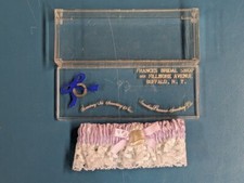 Vintage Garter Lace Purple Wedding Bell Frances Bridal Shop Buffalo NY with Case