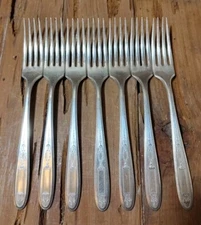 Vtg Oneida Grosvenor Community Plate Silver Plate 7 1/4" Dinner Forks Set Of 7