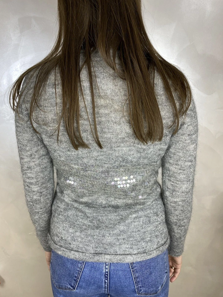 Yves Saint Laurent женщин Mohair свитер джемпер серый украшенный Японии редкая YSL - Изображение 4 из 4