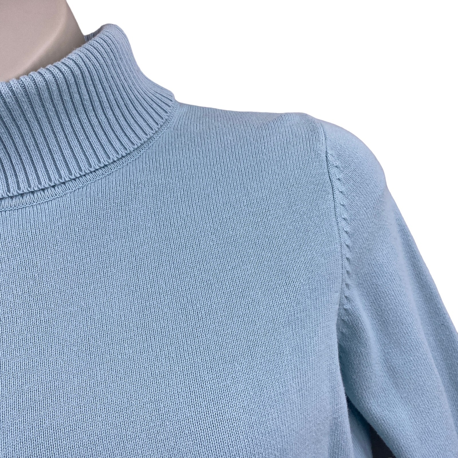 Eddie Bauer Women's Turtleneck Sweater Size Large Pale Blue Cotton