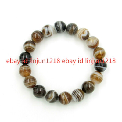 6/8/10/12/14mm Multicolor Brown Onyx Agate Gemstone Beads Mala Bracelet 7.5''