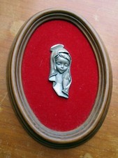 Petit tableau relief Sainte-marie ornement religieux Vierge - étains du Galion