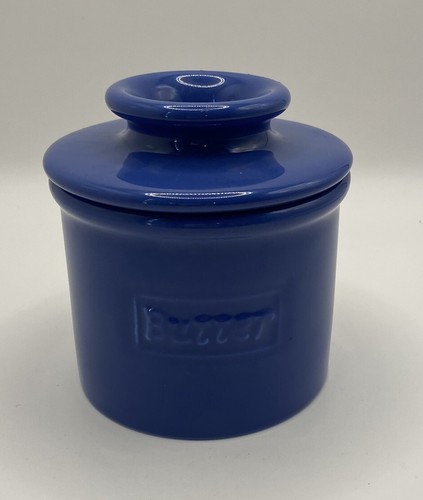 Original 2019 L. Tremain Butter Bell Crock Beurre Keeper Royal Blue Cafe Retro