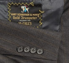 Hart Schaffner Marx Gold Trumpeter Blazer Sports Jacket Wool Gray Pin Stripe 46L
