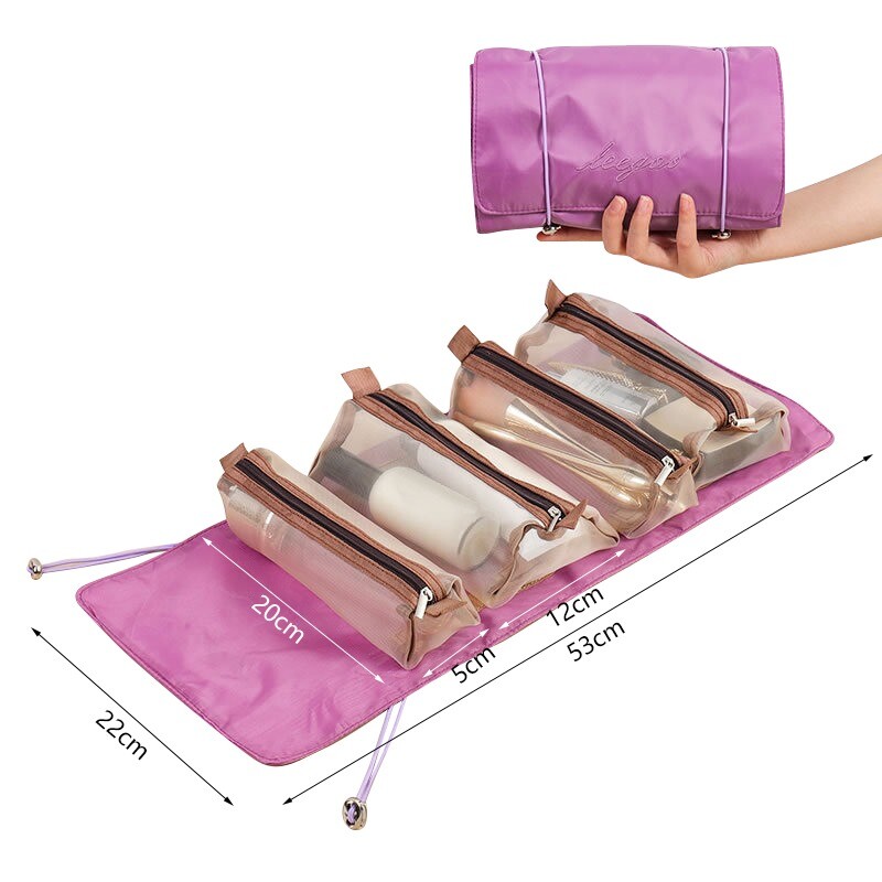 Hanging RollUp Makeup Bag 4in1 Foldable Travel Cosmetic Storage
