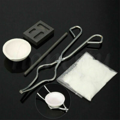 5pcs/Set Torch Melting Kit Gold & Silver Crucible Tong Rod Graphite Ingot Mold