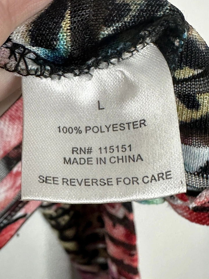 Top floral de malla con estampado animal a rayas manga larga de alta costura Romeo y Julieta talla L Foto 4 de 4