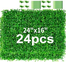 24PK 24"x12" Grass Wall Artificial Boxwood Panels Boxwood Hedge UV Fence