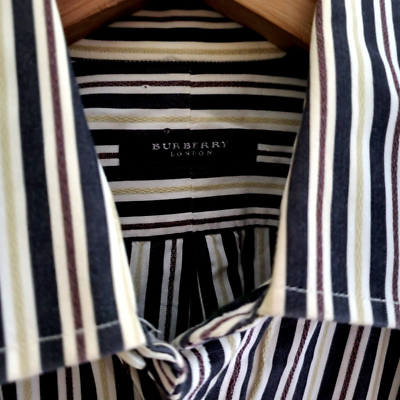 Burberry London Long-Sleeve Striped Shirt - Size 15.5 / Large | eBay