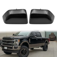 For Ford 2017-2022 F250 F350 Super Duty Top Tow Mirror Cover Cap Gloss Black