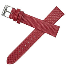 Watch Band Genuine Leather RED Lizard Grain Flat 16MM 14mm Top Quality