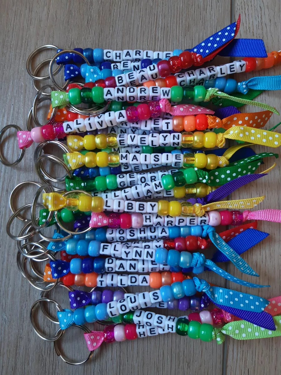 Personalised keyrings for school bags clearance
