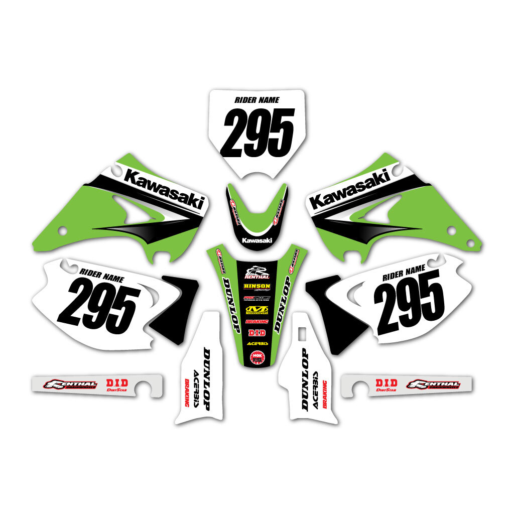 Plastic Tree ステッカー 2003-2008 KAWASAKI KX125 KX250 Graphic Kit with Rider Number