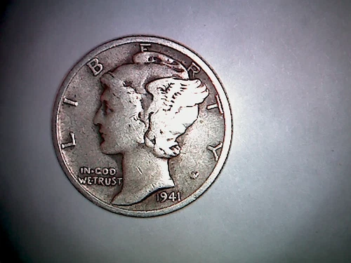 Six 1941-P Mercury Dime 90% Silver in Fine Condition circulated. 41P