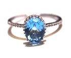 New 925 Sterling blue  topaz  gemstone ring 1.9g with white syn . sapphires — photo 2