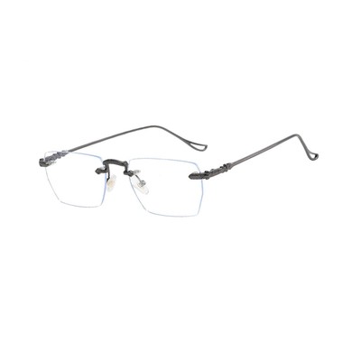 Anti Blaulicht Brille für Herren Damen stilvoll randlos schwarzes Gestell rechteckig