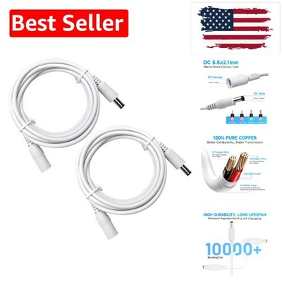 2 Pack 6ft 2M DC Power Extension Cable,  Pure Copper DC 12V Power Adapter Ext...