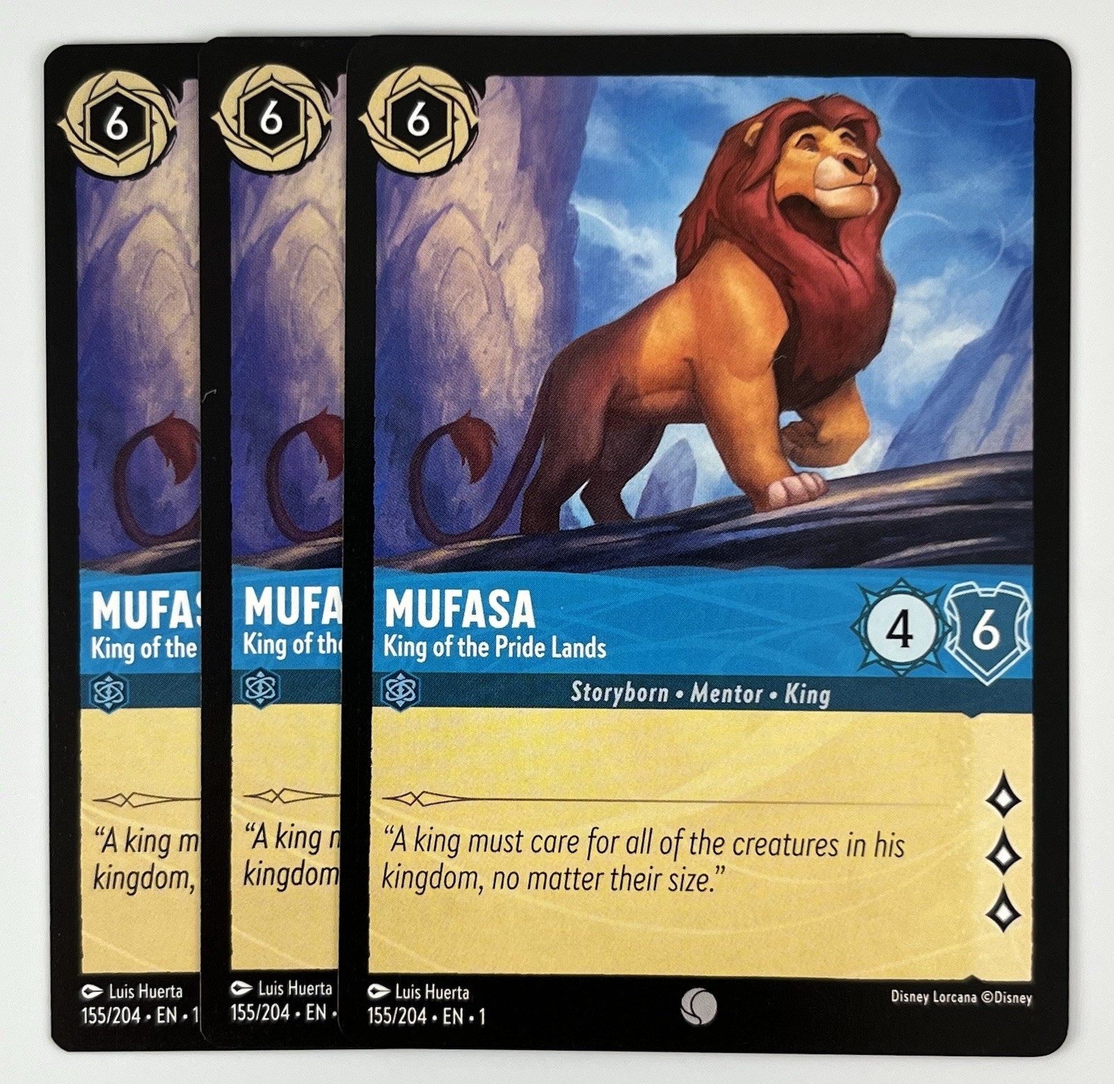 Disney Lorcana Mufasa 155/204 3X Lot First Chapter Lion King NM Combined Ship