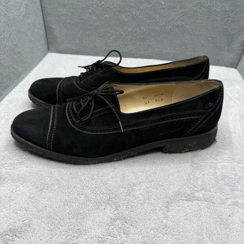 Salvatore Ferragamo, Scarpe Oxford vintage Salvatore Ferragamo nere scamosciate donna 9,5 B suola crepe Italia