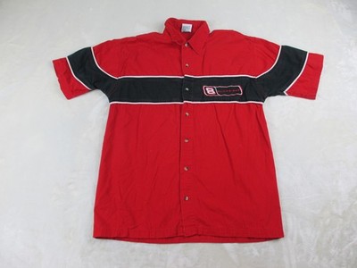 VINTAGE Winners Circle Shirt Mens Large Red Button Up Dale Jr Budweiser Nascar*