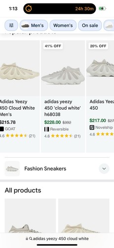 Adidas Yeezy 450 'Cloud White' US Mens 8.5, BRAND NEW With Tags (no Box) - Picture 12 of 13