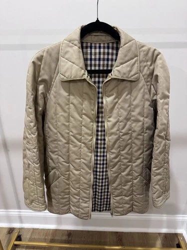 Vintage Aquascutum LondonMade in England Quilted JacketBeige Check Lined image 2