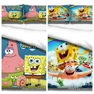 Cartoon Sponge Bob 3D Bedding Set 3PC Duvet Cover & Pillowcase Single/Double