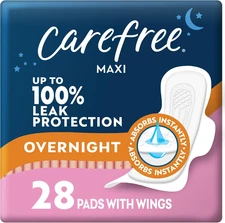 Maxi Pads for Women, Overnight Pads with Wings, 28Ct |  Pads, Feminine Care, Per