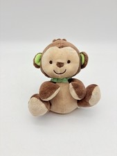 Fisher Price Snugamonkey Plush Brown Green Bow Ribbon Baby Lovey Toy 2012 - 6"