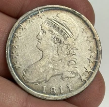 Fine 1811 (18.11) Capped Bust Half Dollar (old cleaning) Silver U.S. Type Coin