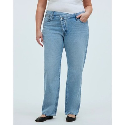 Madewell Low Slung Straight Slouchy Jeans Button Fly Cross Tab Light Wash 33