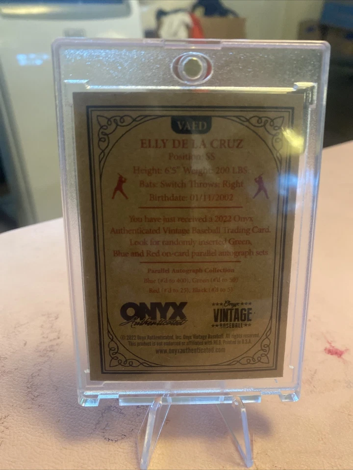#VAED Elly De La Cruz 2022 Onyx Vintage Extended AU Auto Reds Blue Signatures - Image 2 of 2